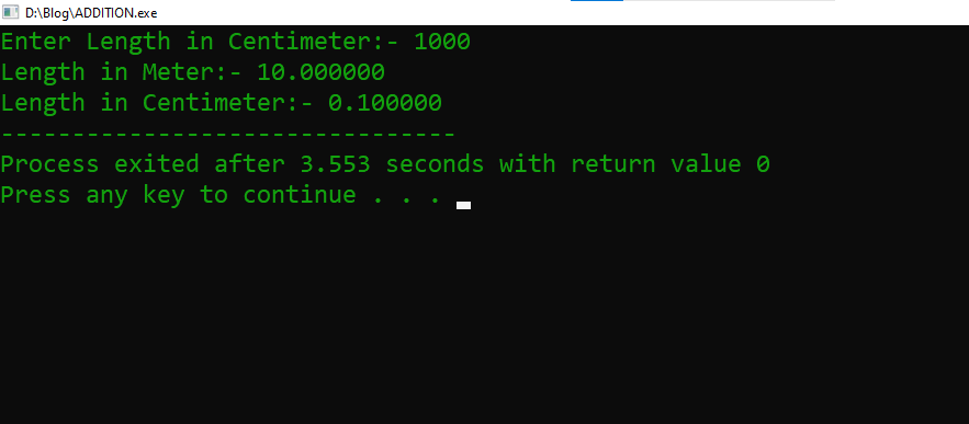 C Program to Convert Centimeter to Meter and Kilometer
